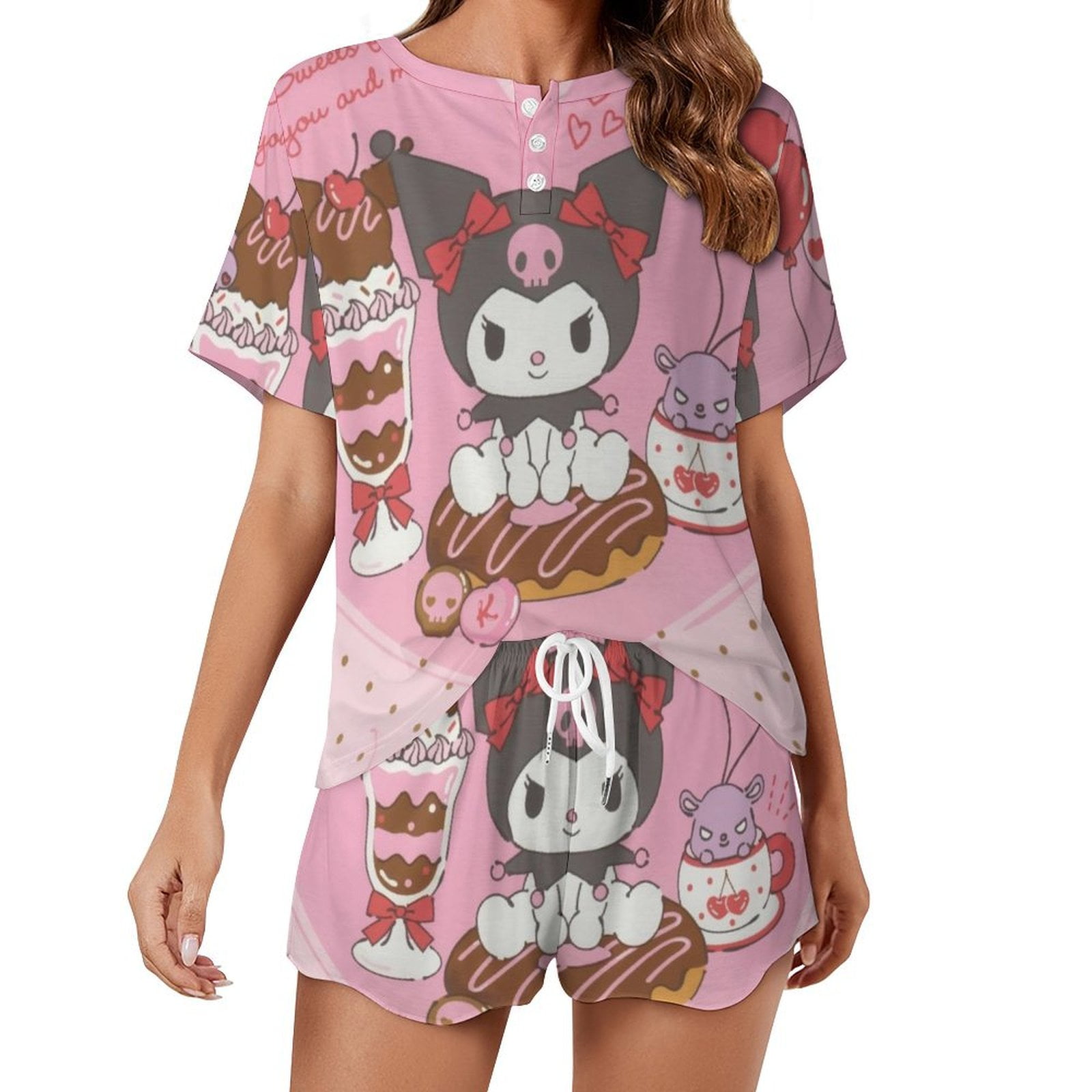 Kuromi And My Melody Women Pajamas Set Loungewear Sleepwear 2 Piece PJ ...