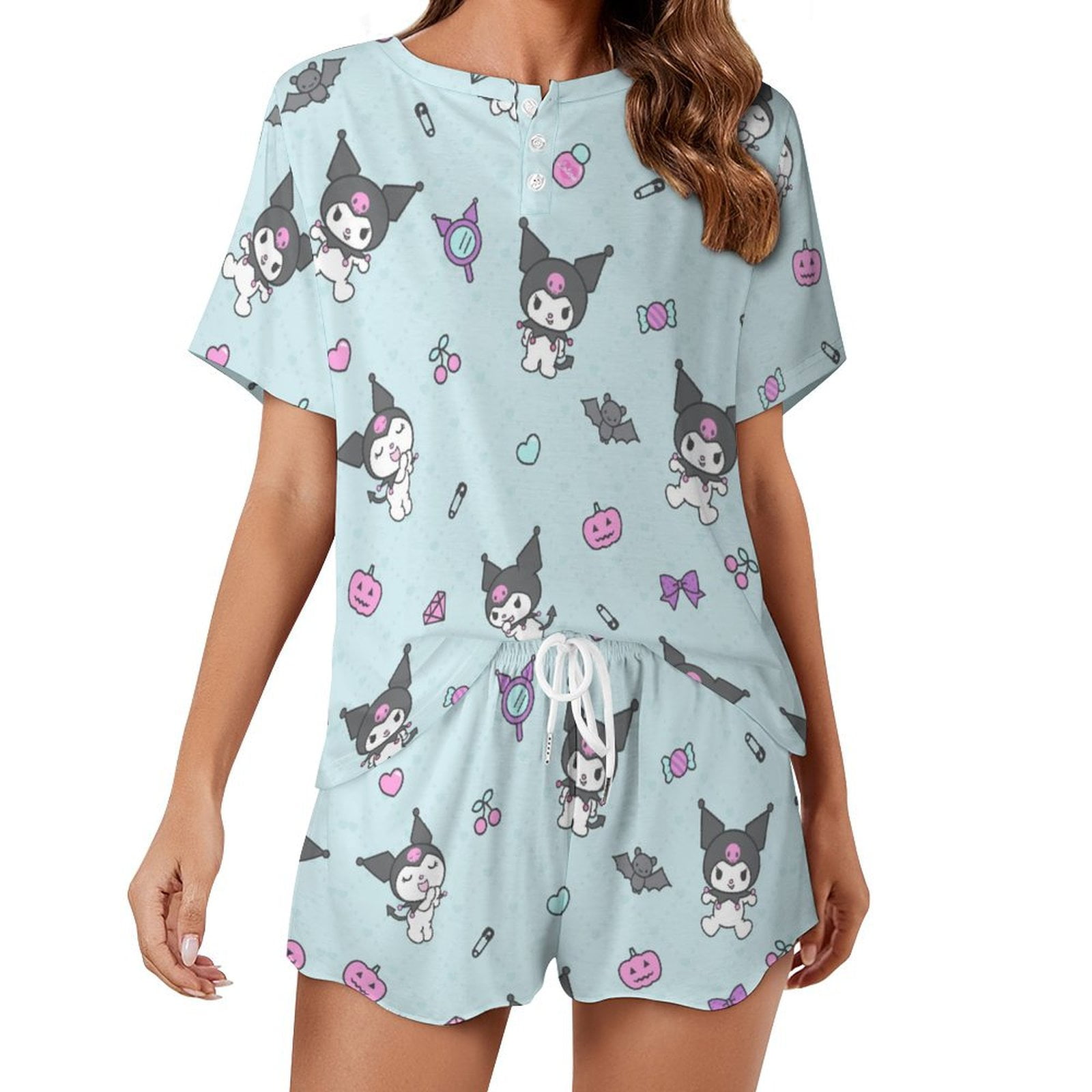 Kuromi And My Melody Women Pajamas Set Loungewear Sleepwear 2 Piece PJ ...