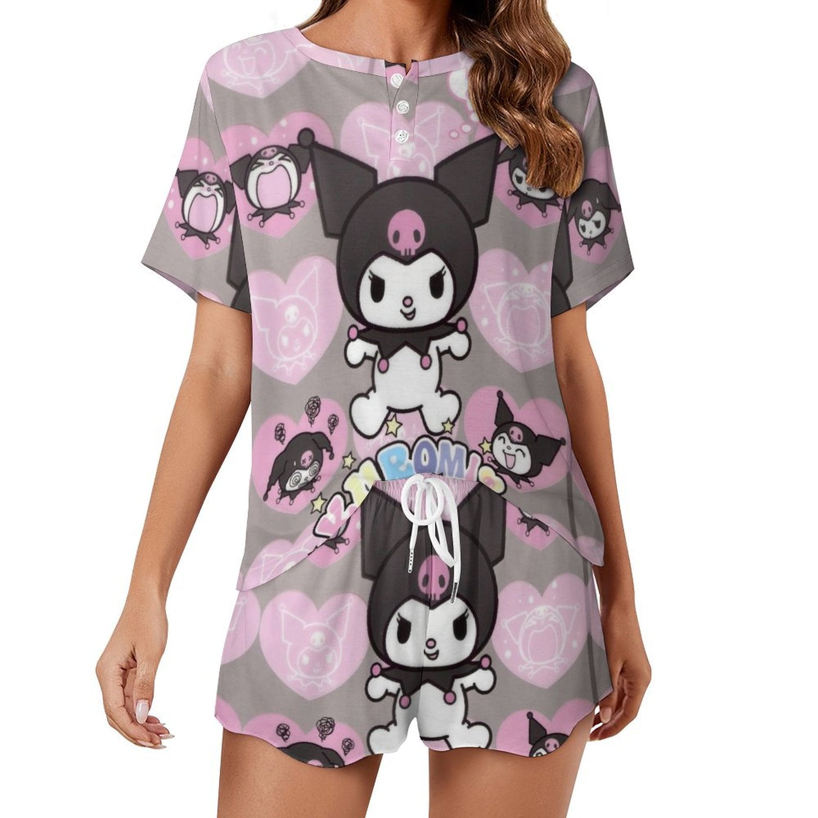 Kuromi And My Melody Women Pajamas Set Loungewear Sleepwear 2 Piece PJ ...