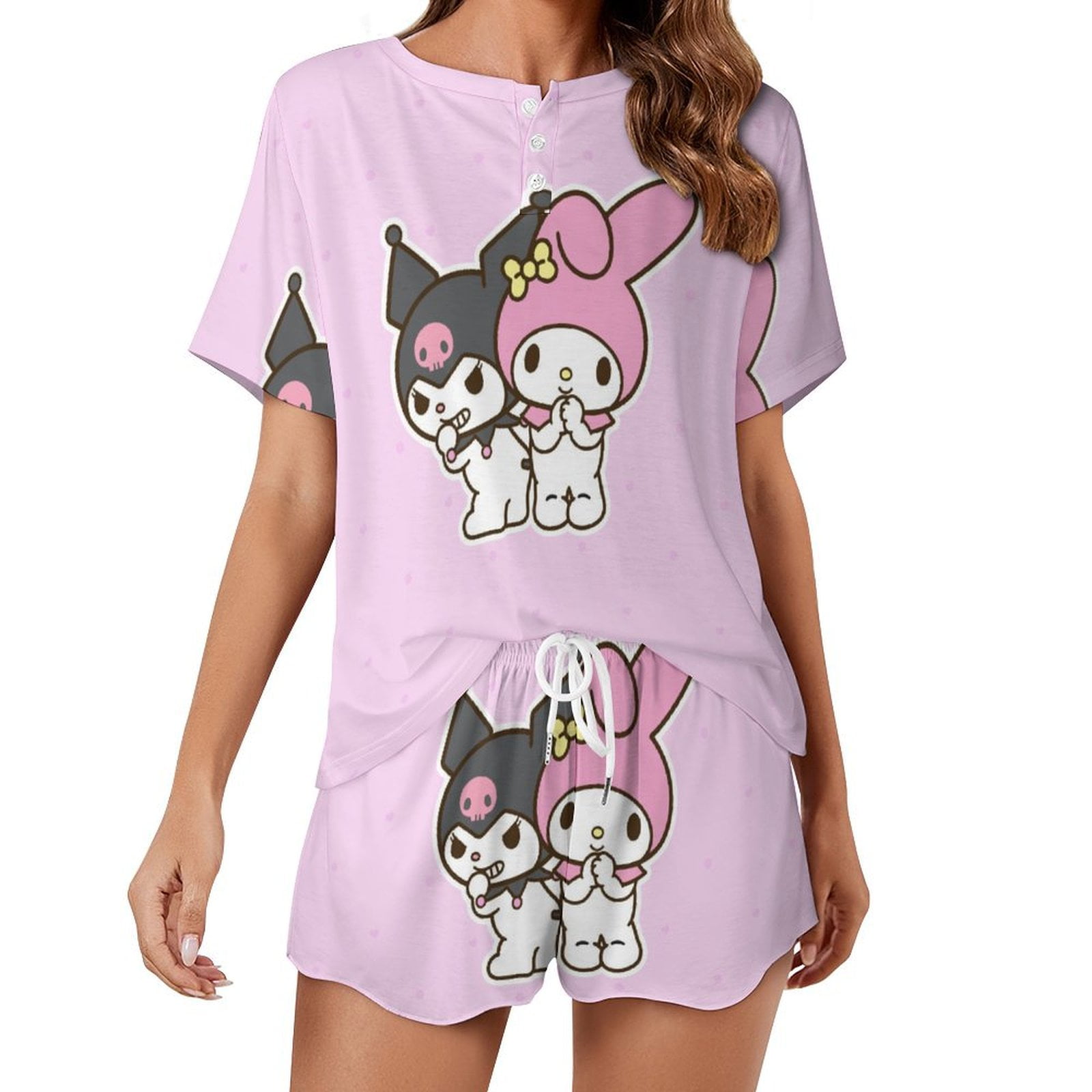 Kuromi And My Melody Women Pajamas Set Loungewear Sleepwear 2 Piece PJ ...