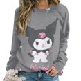 thumbnail image 1 of Kuromi And My Melody Women's Casual Crew Neck Sweatshirt Long Sleeve Pullover Tops, 1 of 8