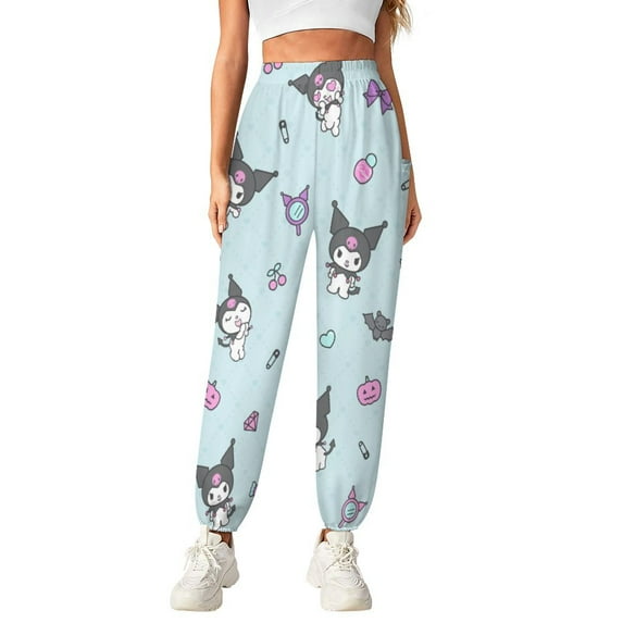 Kuromi And My Melody Women's Harem Pants, Hippie Casual Pants Flowy Yoga Trousers with Pockets