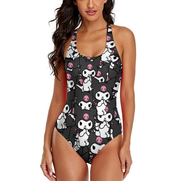 Kuromi And My Melody Women's One Piece Swimsuit Athletic Training Swimwear Bathing Suit