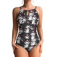 thumbnail image 1 of Kuromi And My Melody Women's One Piece Swimsuit High Neck Tummy Control Swimwear Bathing Suit, 1 of 7