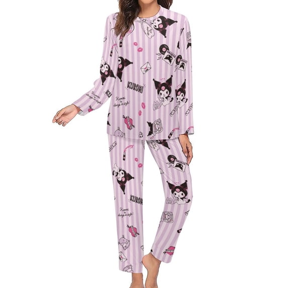 Kuromi And My Melody Women's Pajama Sets Long Sleeve Pajamas Top And Pants Sleepwear Nightwear Soft Pjs Lounge Sets