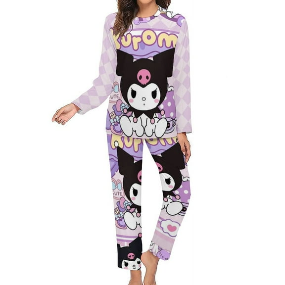 Kuromi And My Melody Women's Pajama Sets Long Sleeve Pajamas Top And Pants Sleepwear Nightwear Soft Pjs Lounge Sets