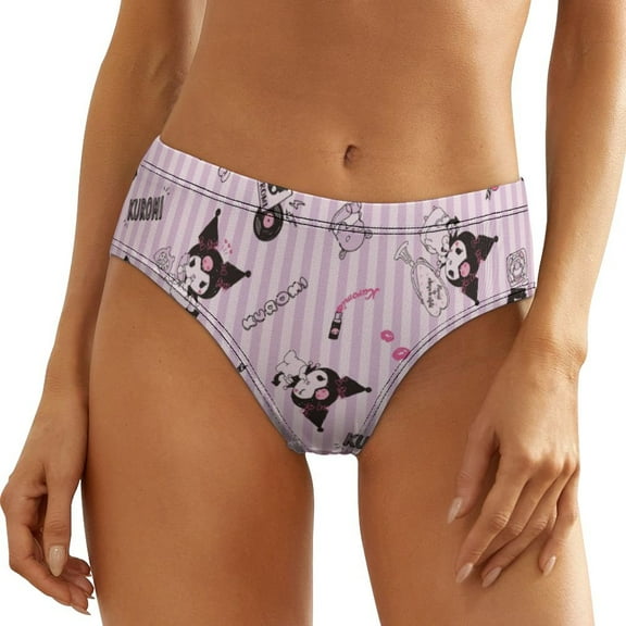 Kuromi And My Melody Women's Underwear Low Rise Full Coverage Briefs Breathable Underpants Ladies Regular Plus Size Panties