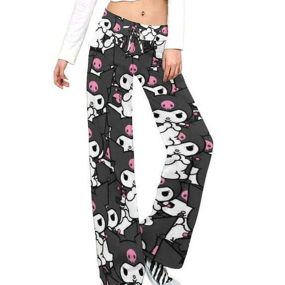 Kuromi And My Melody Women's Wide Leg Yoga Pant Comfy Loose Sweatpants High Waist Lounge Casual Athletic Pant Workout Joggers Pant