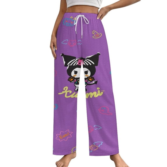 Kuromi And My Melody Womens Comfy Pajama PJ Pants Lounge Pants Sleepwear Drawstring PJ Bottoms Pants