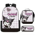 thumbnail image 1 of Kuromi Anime Backpack Set 3 Pieces with Lunch Bag and Pencil Case for Women Men, Fashion Daypack, Classic High Backpack for Teens, Travel Laptop Backpacks, 1 of 8