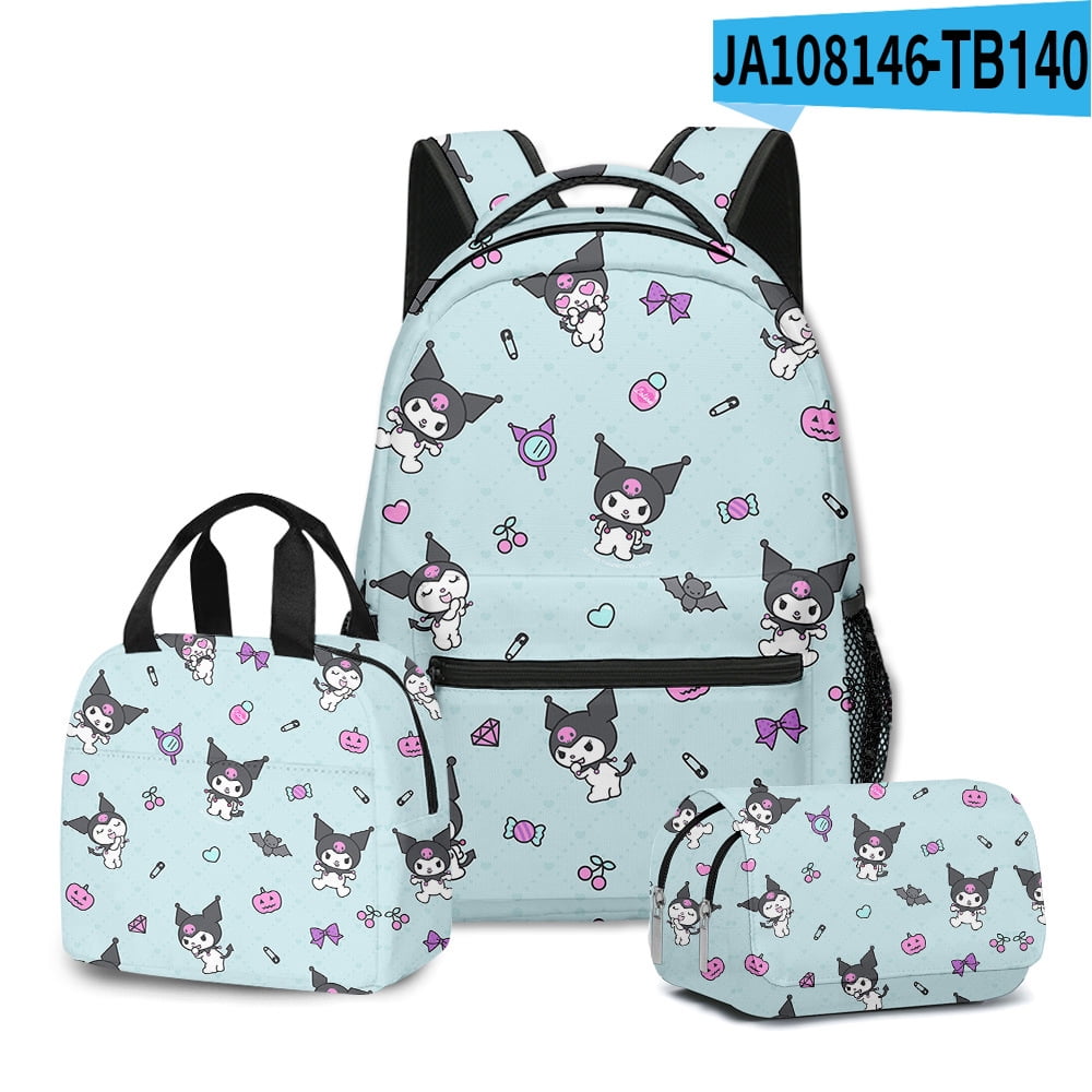 Pcs3 Backpack Kuromi Anime Backpack for Women/Men/Teens, Backpack With Lunch Bag and ...