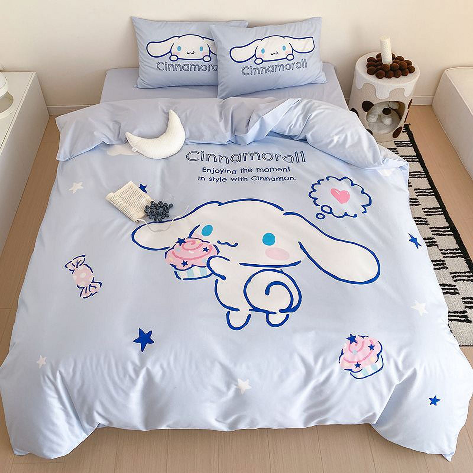 Kuromi Anime Duvet Cover Cartoon Cinnamoroll Bed ThreePiece Set Cute Hello Kitty Bedding Quilt