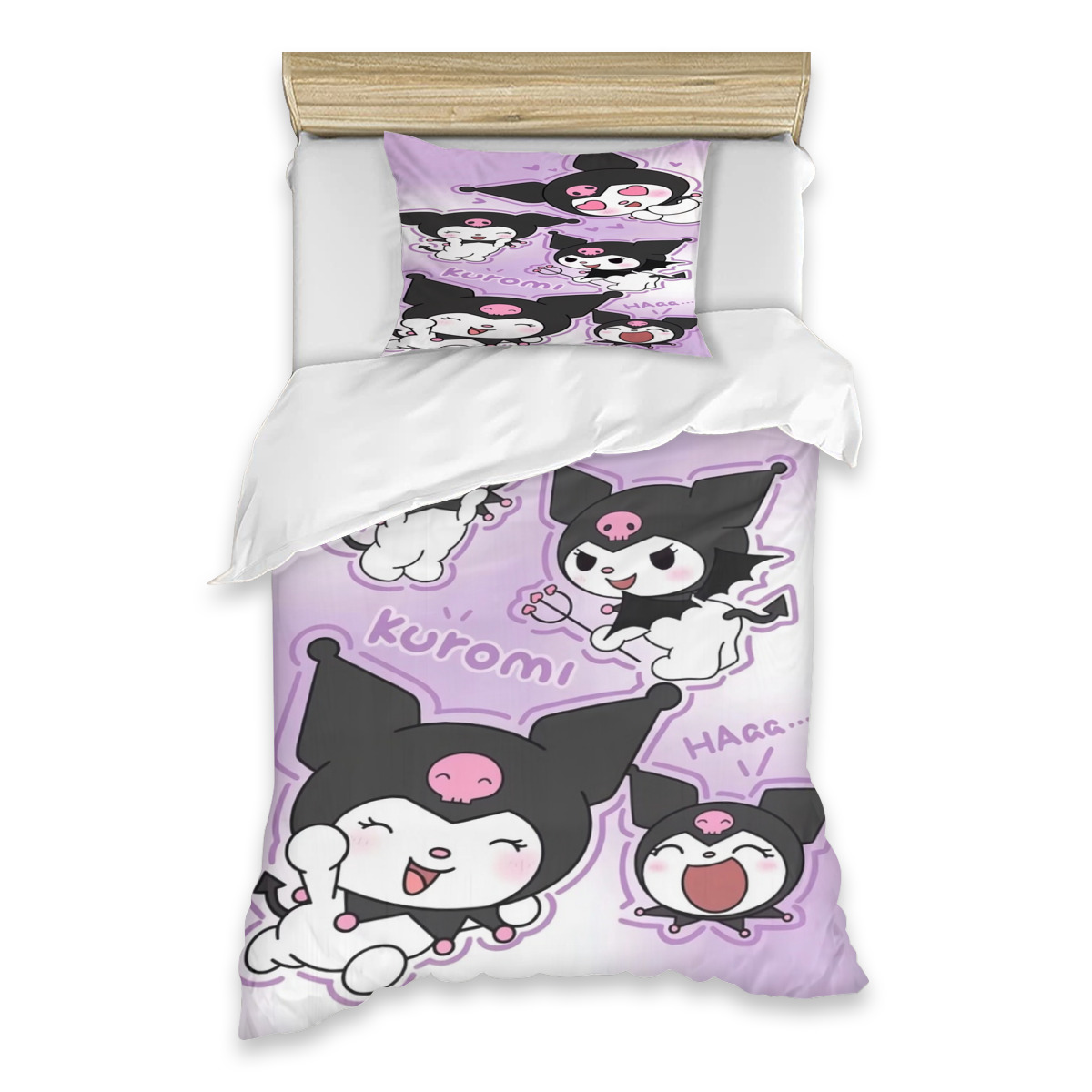 Kuromi Anime multisize printed duvet set twopiece single bed, youth