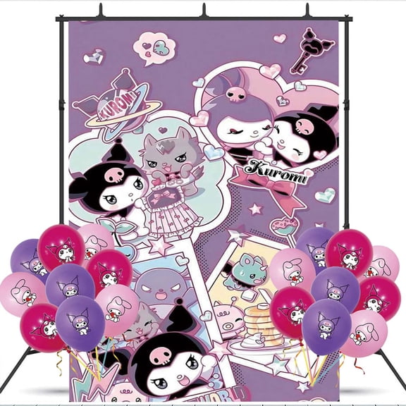 Kuromi Backdrop Balloons Banner Party Decorations Taspestry Wall Decor Background Poster Supplies
