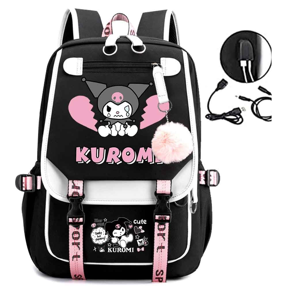 Kuromi Backpack Anime Laptop Travel Backpack Cute Cartoon Dayback Pink ...