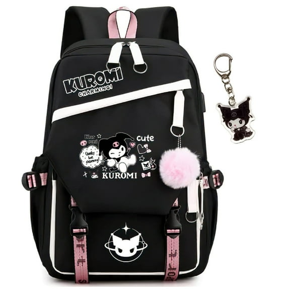 Kuromi Backpack Anime Laptop Travel Backpack Cute Cartoon Dayback Purple
