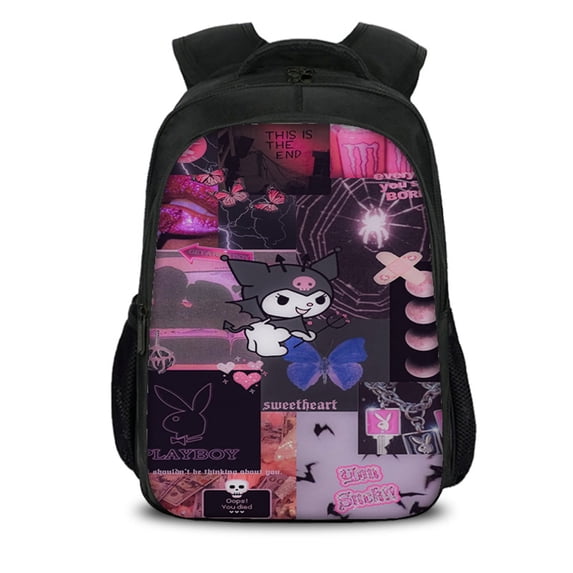 Kuromi Backpack Printed Travel Backpack For Daily Work Sports Backpack Travel Bag 17 inch