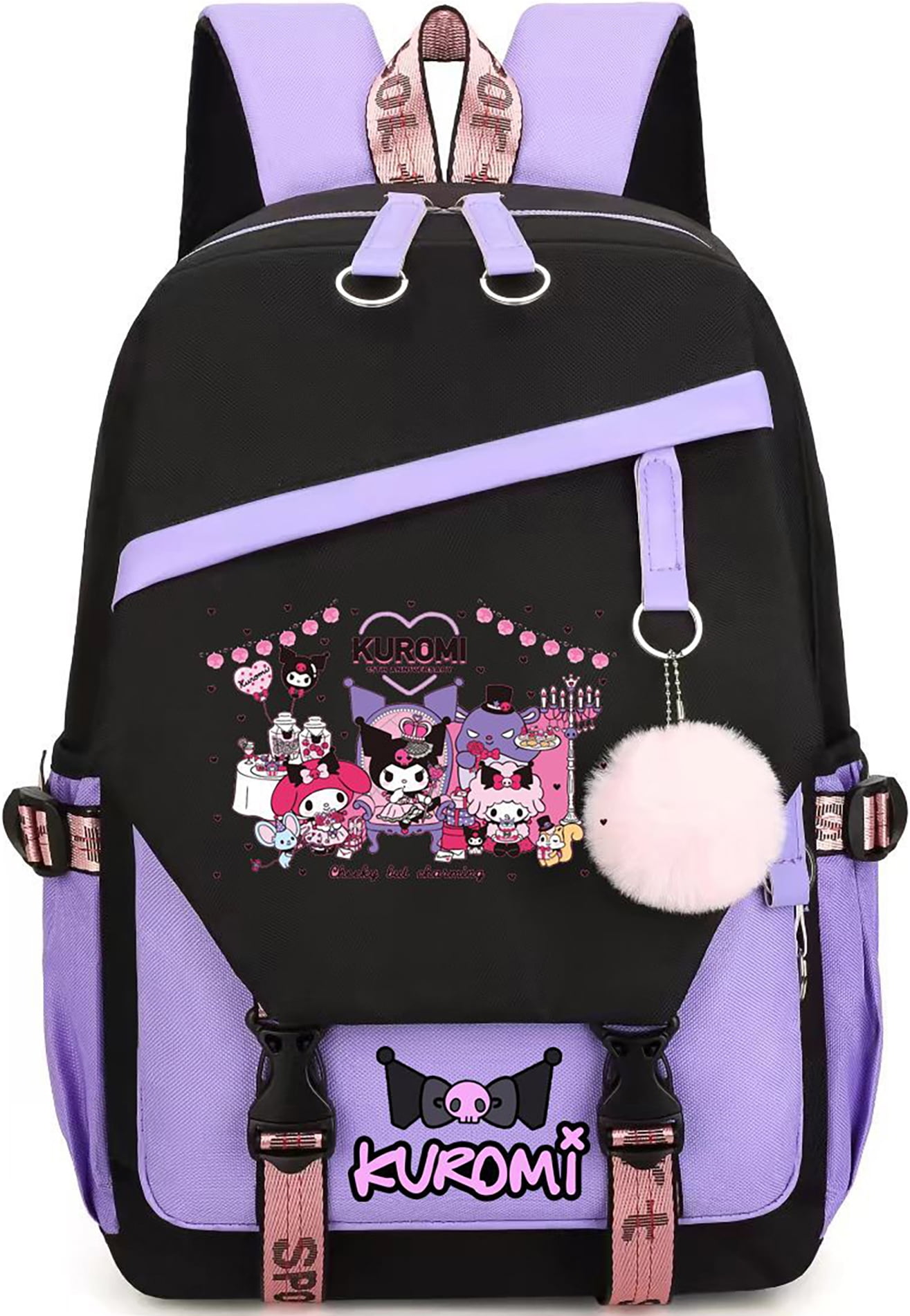 ★NOIAGO★ Two Way Comfort Backpack Purple Kuromi Backpack Purple Anime School Bag Business Casual