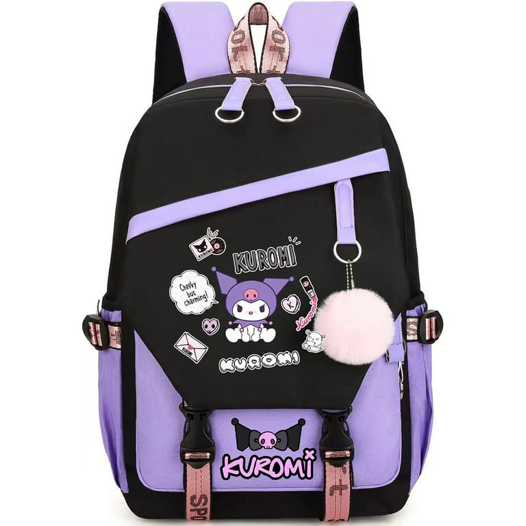 Kuromi Backpack Purple Anime School Bag Business Casual Laptop