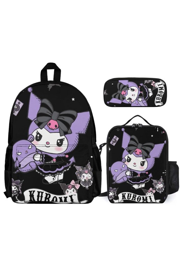 Kuromi Backpack With Lunch Bag And Pencil Case (Three-Piece Set) One size