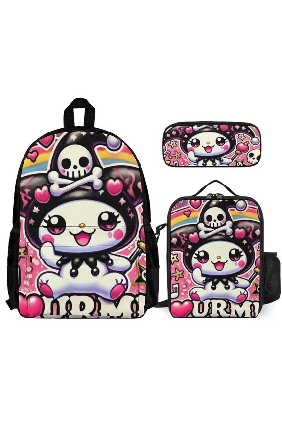 Kuromi Backpack With Lunch Bag And Pencil Case (Three-Piece Set) One size