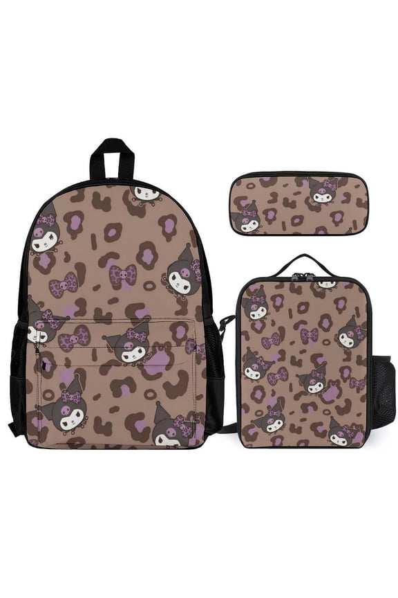Kuromi Backpack With Lunch Bag And Pencil Case (Three-Piece Set) One size