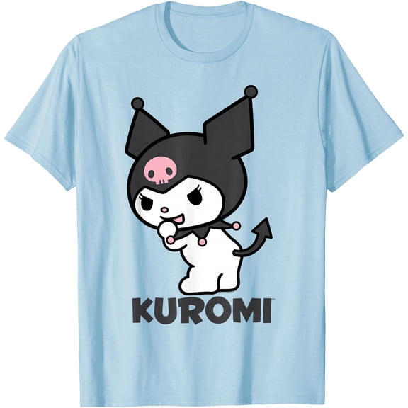 Kuromi Backside Logo DTG Print Unisex T-Shirt,Light Blue Color,Size M