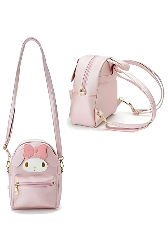 Kuromi Bag, My Melody Cinnamoroll Hello Kitty PomPomPurin Schoolbag Cute Cartoon Backpack Shoulder Bag PU Handbag