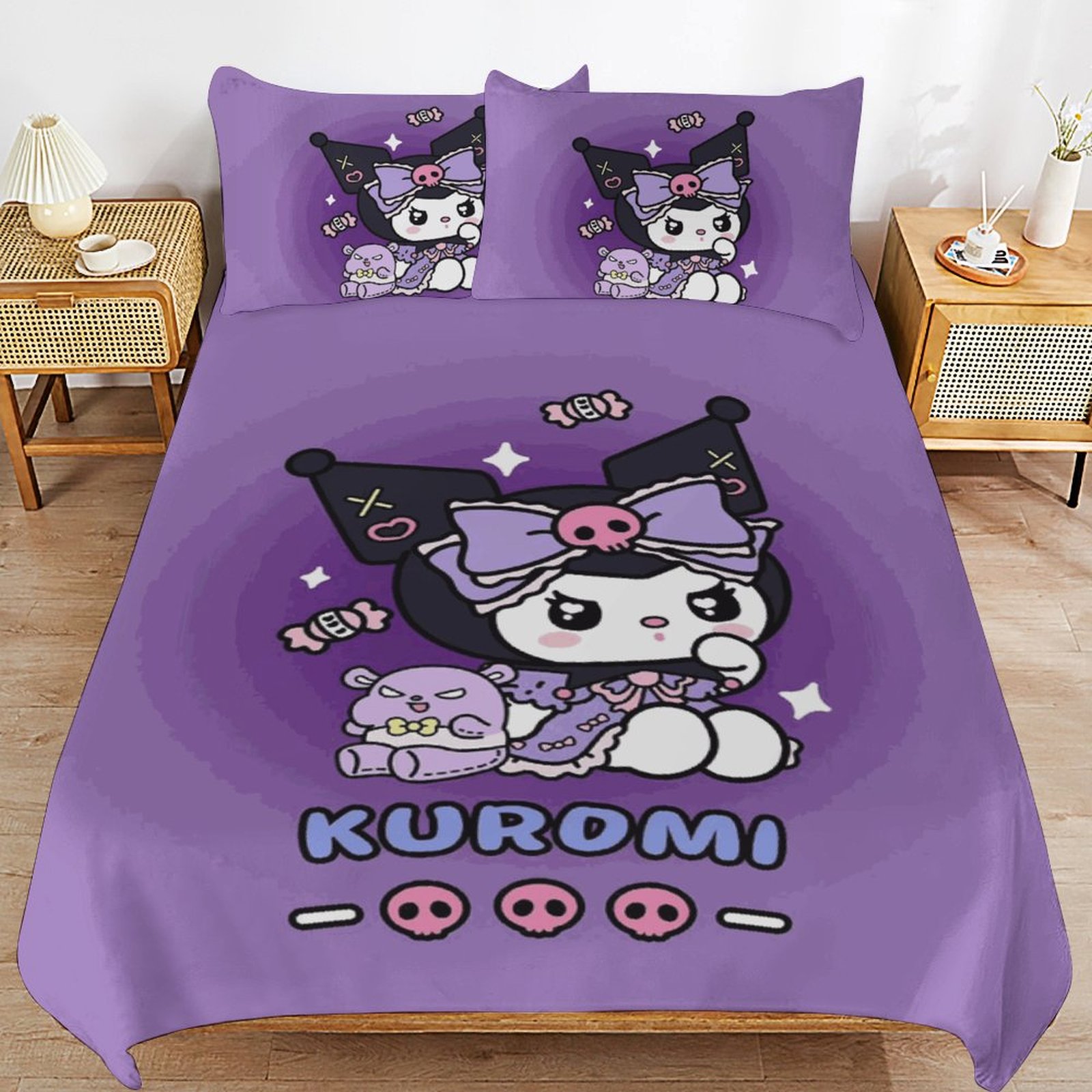Kuromi Bed Duvet Cover Microfiber Bedding Sets 3D Printed Lightweight 3 ...