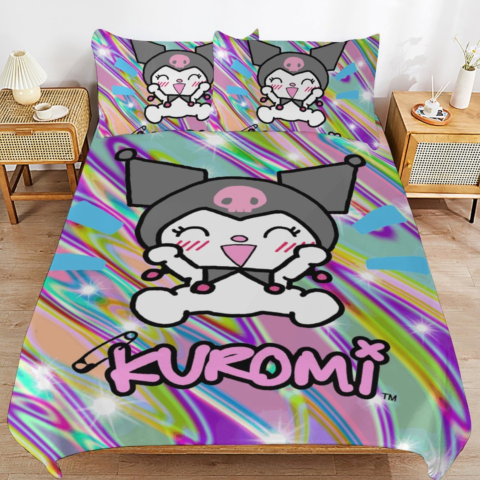 Kuromi Bed Duvet Cover Microfiber Bedding Sets 3D Printed Lightweight 3 ...