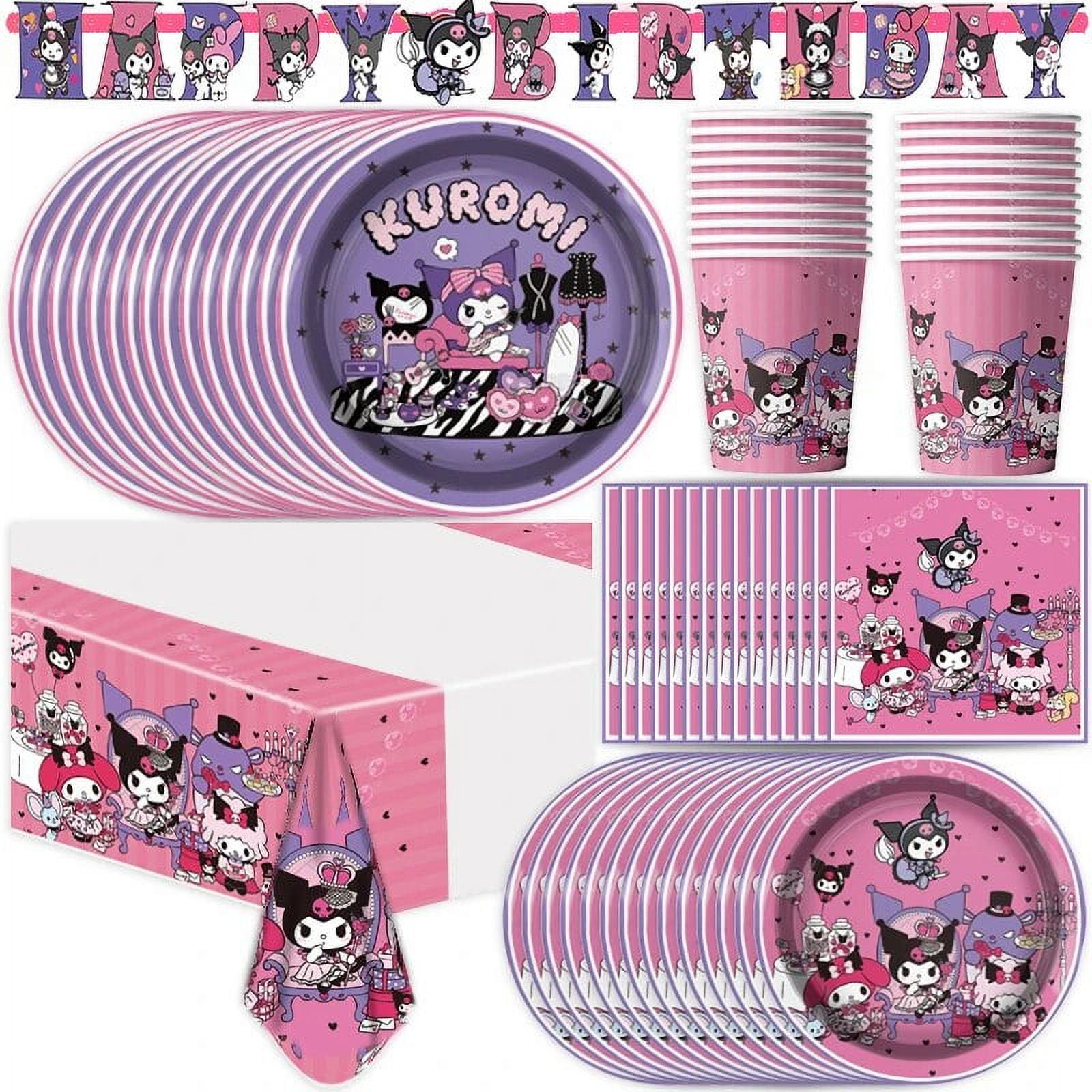 Kuromi Birthday Party Decoration My Melody Party Supplies Pink Tablecloth Cups Balloons 9 Plates Banner Baby Shower Supplies Toy