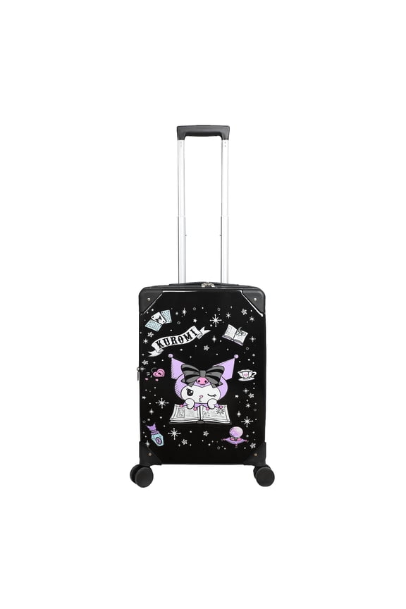 Kuromi Black and Purple 20" Carry-On Suitcase With Wheels And Retractable Handle