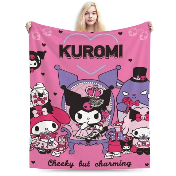Kuromi Blanket, Anime Throw Blanket For Couch Sofa Bed, Soft Cozy Lightweight Warm Flannel Blanket, Home Decor, Anime Gifts For Boys Girls Kids Teens, 40"X30"