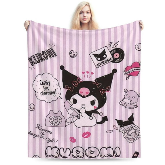 Kuromi Blanket, Anime Throw Blanket For Couch Sofa Bed, Soft Cozy Lightweight Warm Flannel Blanket, Home Decor, Anime Gifts For Boys Girls Kids Teens, 50"X40"