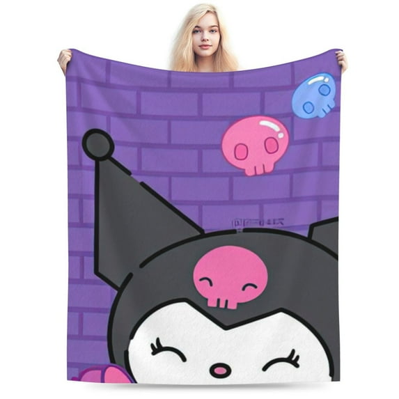 Kuromi Blanket, Anime Throw Blanket For Couch Sofa Bed, Soft Cozy Lightweight Warm Flannel Blanket, Home Decor, Anime Gifts For Boys Girls Kids Teens, 60"X50"
