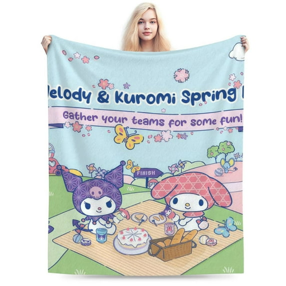 Kuromi Blanket, Anime Throw Blanket For Couch Sofa Bed, Soft Cozy Lightweight Warm Flannel Blanket, Home Decor, Anime Gifts For Boys Girls Kids Teens, 40"X30"