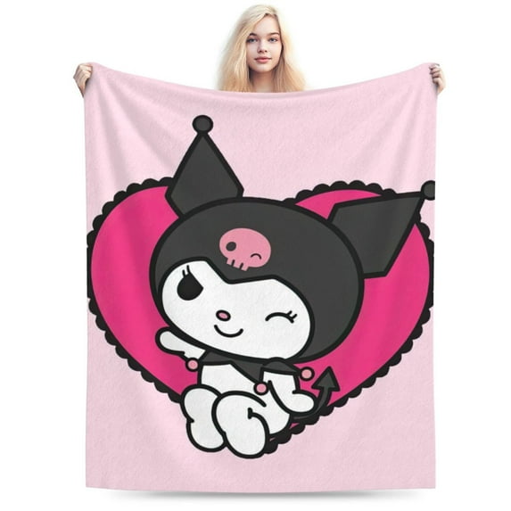 Kuromi Blanket, Anime Throw Blanket For Couch Sofa Bed, Soft Cozy Lightweight Warm Flannel Blanket, Home Decor, Anime Gifts For Boys Girls Kids Teens, 60"X50"