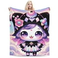 thumbnail image 1 of Kuromi Blanket, Anime Throw Blanket For Couch Sofa Bed, Soft Cozy Lightweight Warm Flannel Blanket, Home Decor, Anime Gifts For Boys Girls Kids Teens, 80"X60", 1 of 9