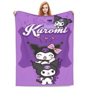 Kuromi Blanket Ultra Soft Flannel Throw Blanket Lightweight Warm Cozy Bed Blankets Gifts for Kids Adults 40"x30"