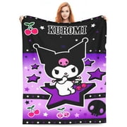 Kuromi Blanket Ultra Soft Flannel Throw Blanket Lightweight Warm Cozy Bed Blankets Gifts for Kids Adults 40"x30"