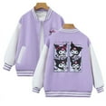 thumbnail image 1 of Kuromi Bomber Jacket Girls Varsity Jacket Long Sleeve Zip Baseball Coat for Petite Women, 1 of 7