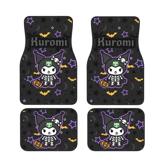 Kuromi Car Floor Mats 4pc Set Anti Skid Vehicle Floor Mat Car Carpet For Front Rear Seats Universal Auto Interior Accessories