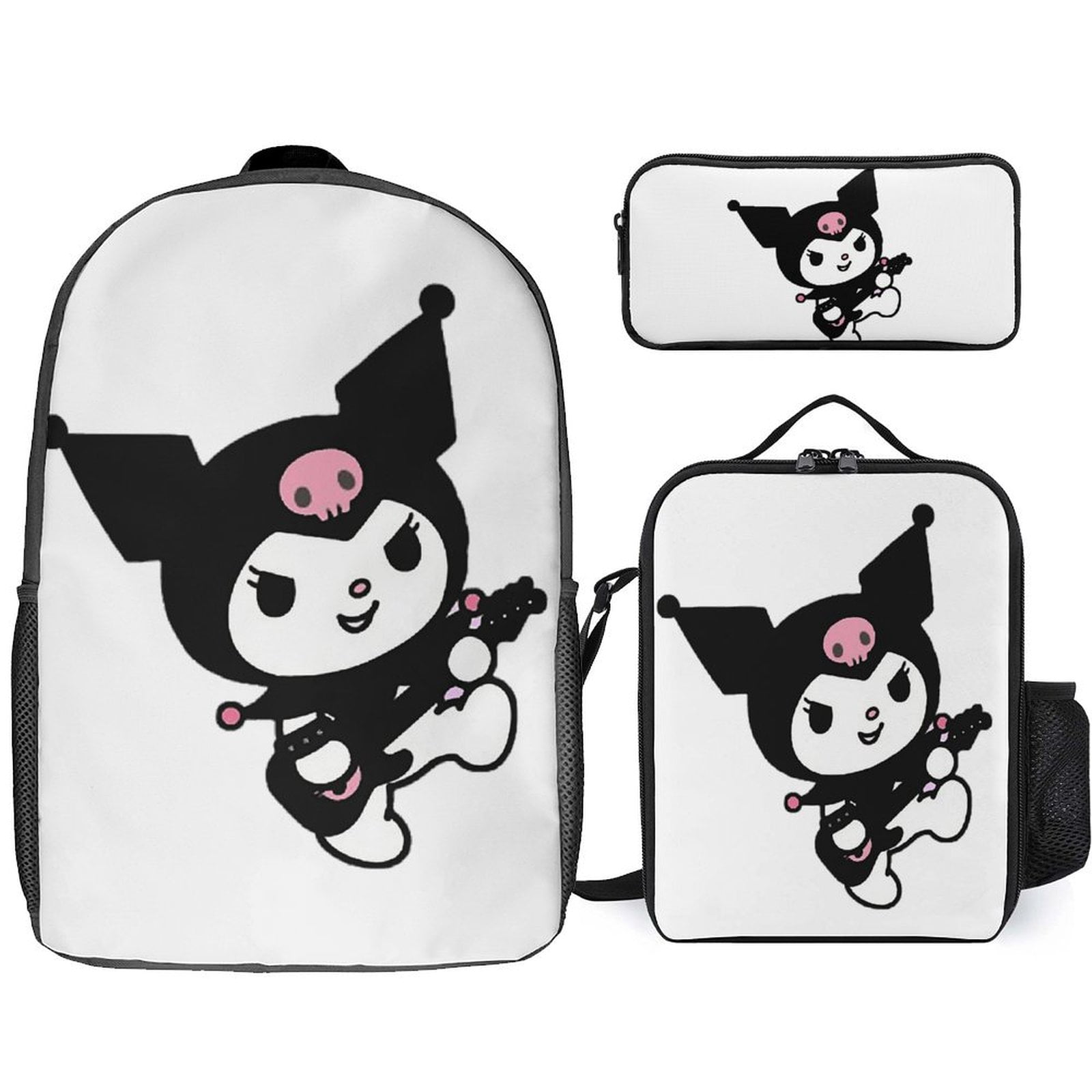 Kuromi Cartoon Anime 3 Piece Backpack Lunch Bag & Pencil Case Set ...