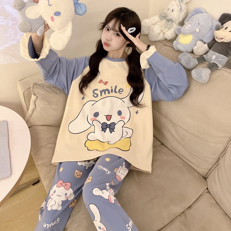 Kuromi Cartoon Large Size Pajamas Set Sanrioed Women Cinnamoroll Kawaii ...