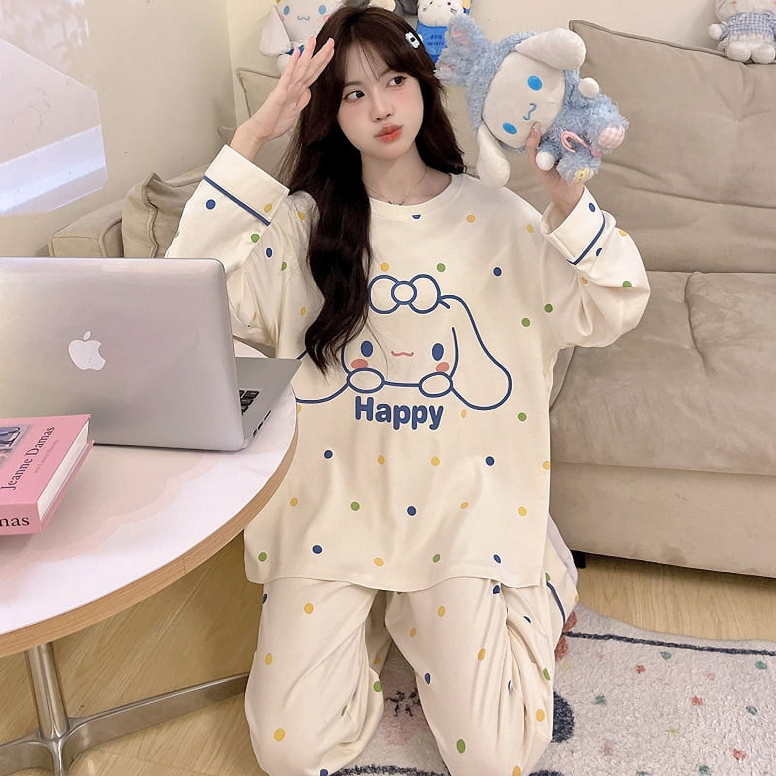 Kuromi Cartoon Pajamas Set Sanrio Women Cinnamoroll Kawaii My Melody ...