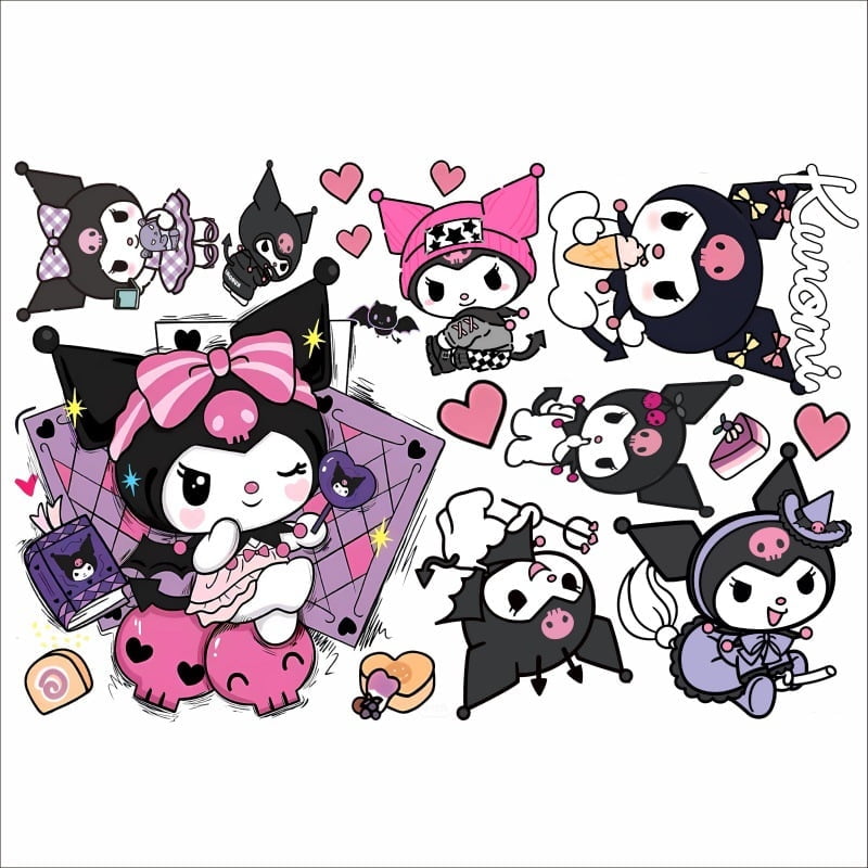 Kuromi Cartoon Theme 3D Wall Decals,BedroomLiving Roomand Study Wall Background Decoration Stickers for Kids.