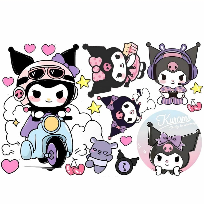 Kuromi Cartoon Theme 3D Wall Decals,BedroomLiving Roomand Study Wall Background Decoration Stickers for Kids.