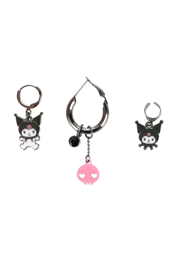 Kuromi Character & Skull Logo 5-Piece Earring Set