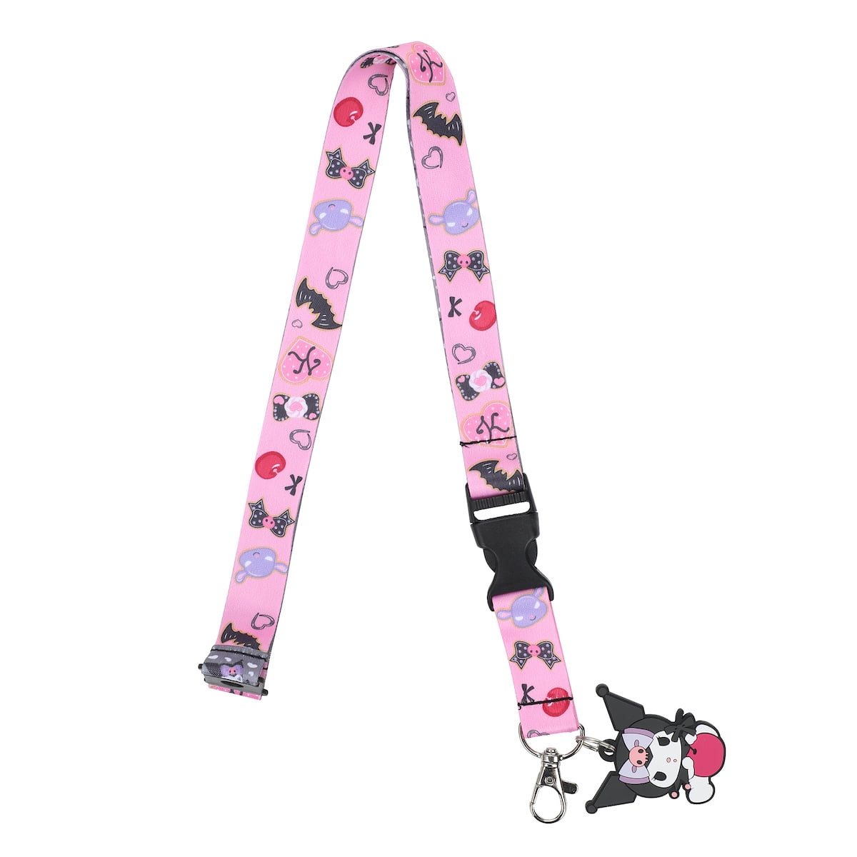Kuromi Cherries & Cookies 22Inch Lanyard With Kuromi Charm and Clear ID Sleeve