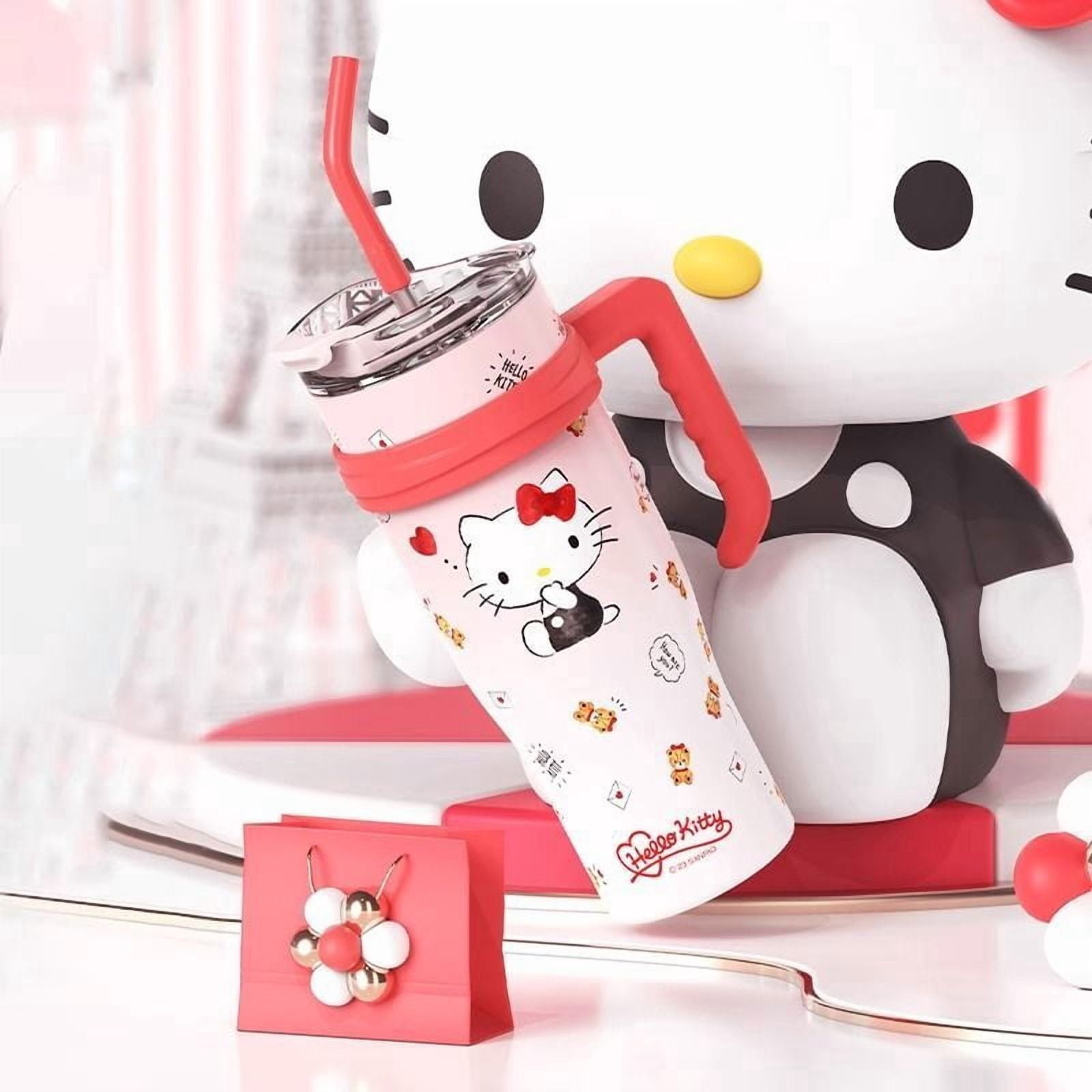 Kuromi Cinnamoroll My Melody Cartoon Straw Thermos Cup Portable Large ...